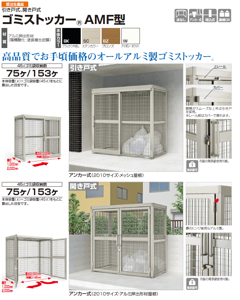 四国化成 ゴミストッカーAMF型　開き戸式・引き戸式画像