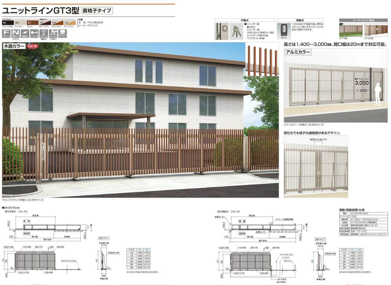 四国化成 ユニットラインGT3型 直格子タイプ　忍び返し・剣先タイプ（手動式/電動式）画像