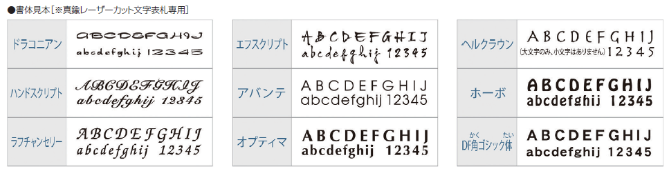 四国化成　真鍮レザーカット文字書体画像