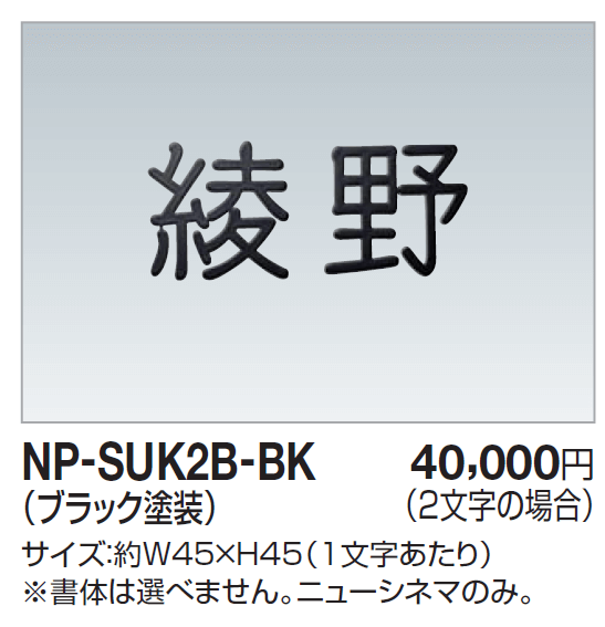 四国化成　NP-SUK2B-BK　ステンレス切文字　ボルト仕様画像