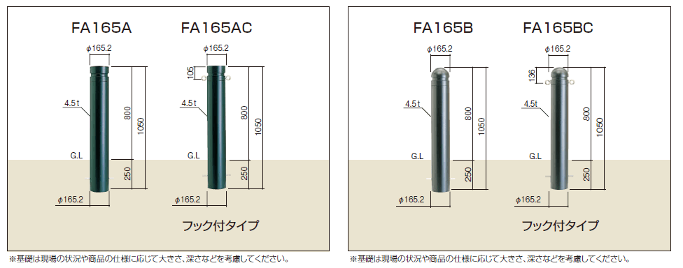 四国化成 レコポールFA 固定式 RP-FA165BBK ブラックつや消し - 1
