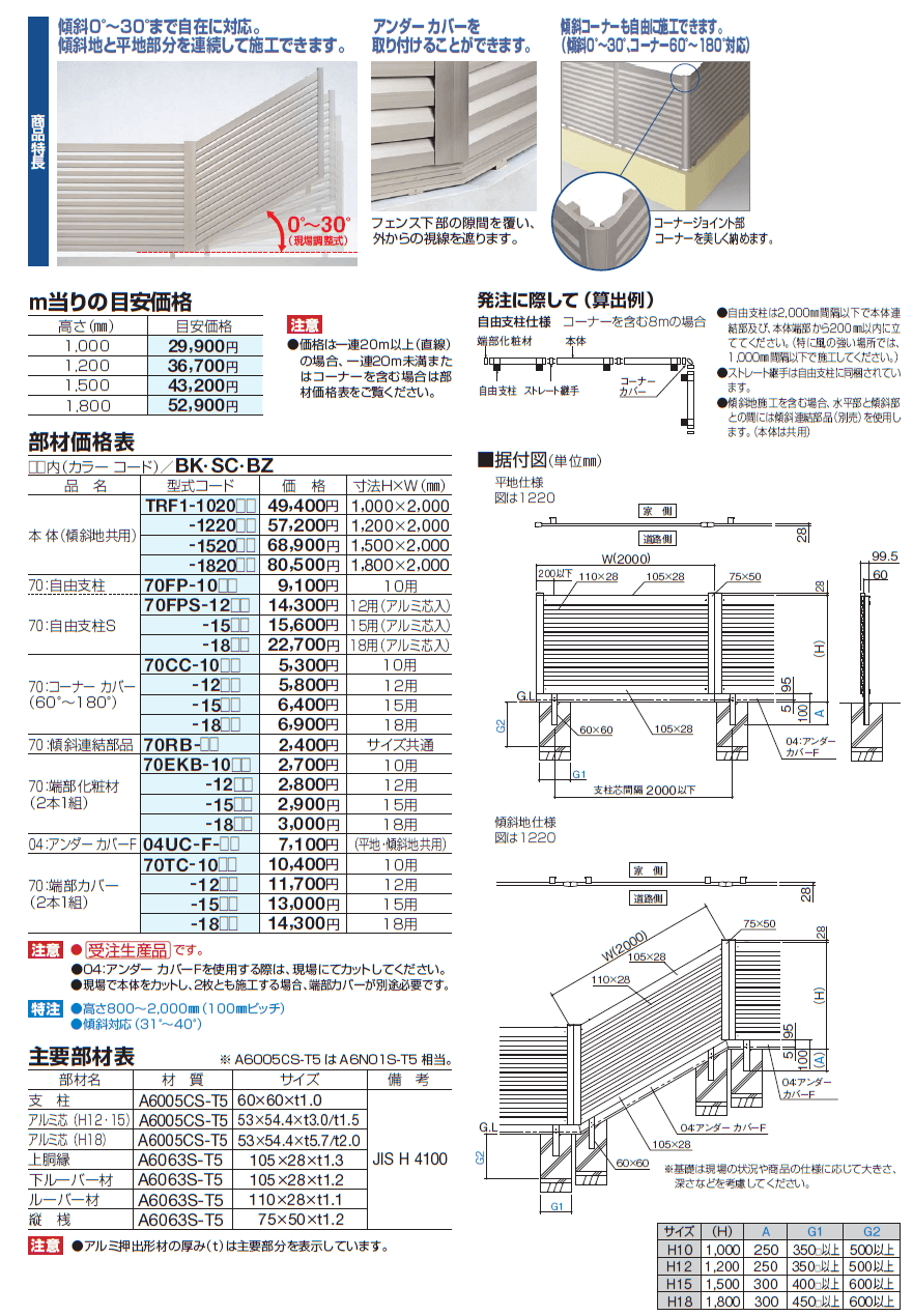 四国化成 ルーバーフェンスtrf1型の販売