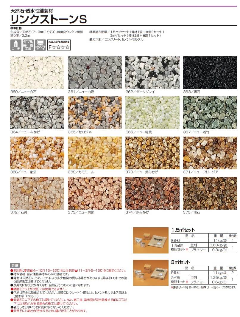 天然石舗装材 四国化成 リンクストーンS 1.5平米セット 無黄変タイプ 374 - 2