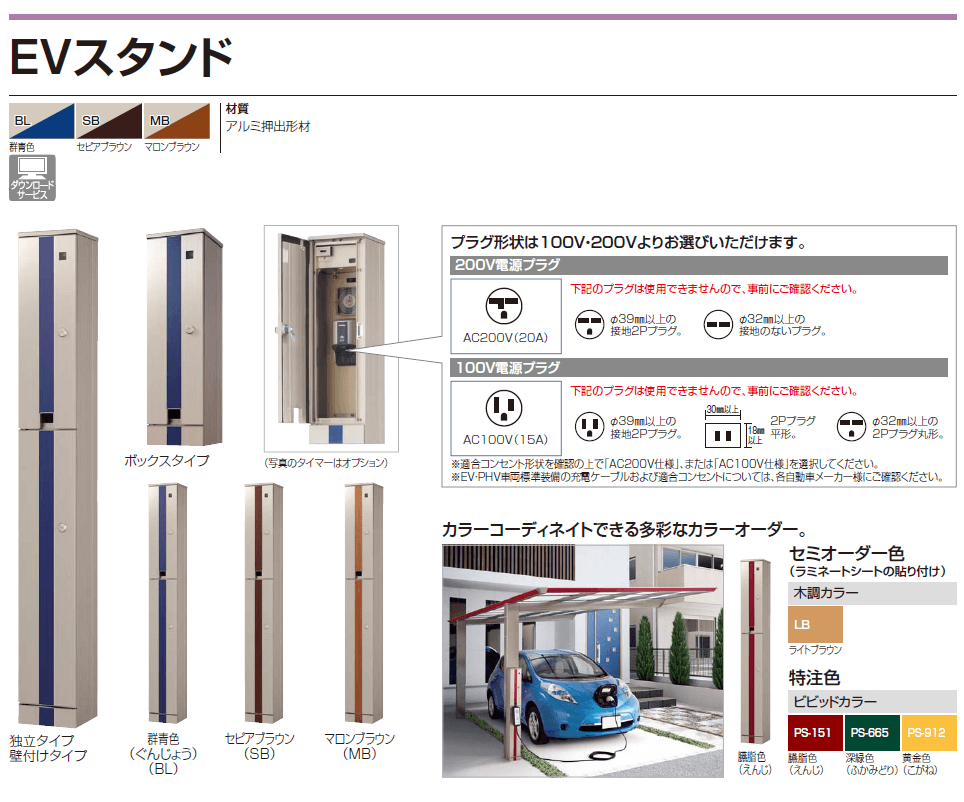 受注生産品 EVスタンド 四国化成 電気自動車 コンパクト型充電スタンド PHV対応